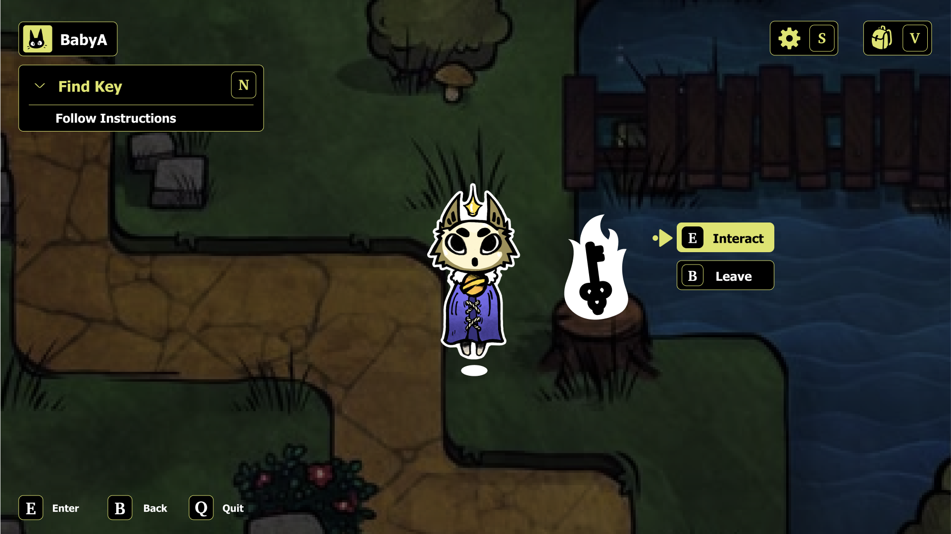 Land of the Forgotten dialogue choice screen with the lost key character