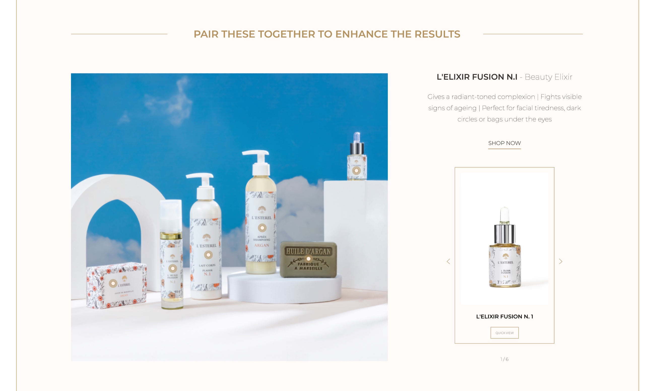 L'esterel paired products section for enhancing skincare results
