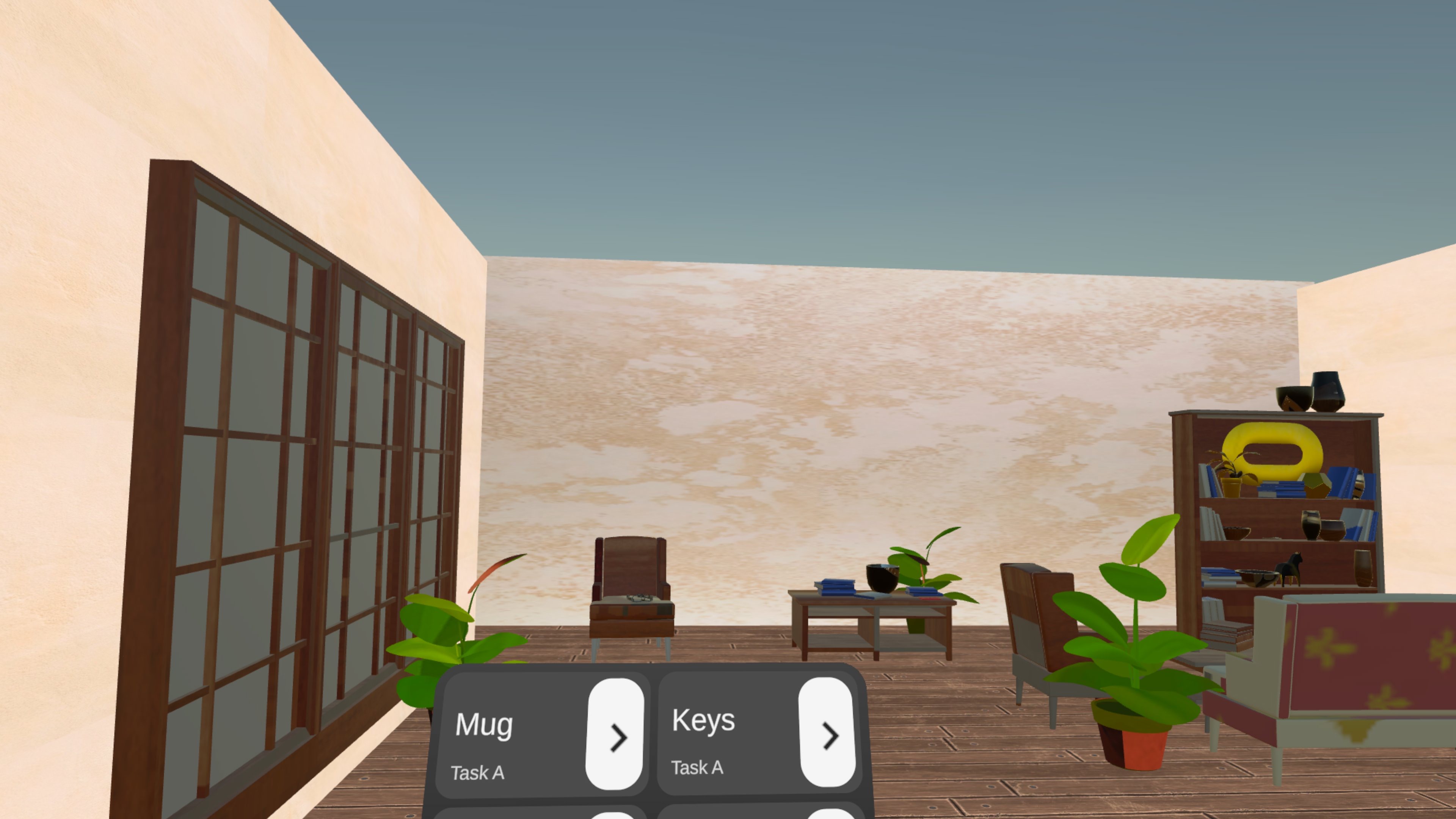 Recall AR guided search experience with the active task tray anchored at the bottom of the view